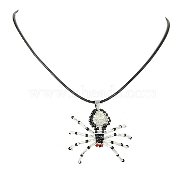 White Spider Seed Beads Necklaces
