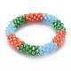 Crochet Glass Beads Braided Stretch Bracelet(BJEW-T016-08A)-1