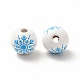 Christmas Snowflake Printed Wood European Beads(WOOD-K007-05A)-3