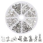 115Pcs 8 Style Tibetan Style Alloy Pendants,  Cadmium Free & Lead Free, Rabbit, Antique Silver, 12~25x10~20x1.5~6mm, Hole: 1.5~2mm(TIBE-CA0001-18)