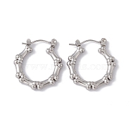 304 Stainless Steel Dog Bone Wrap Hoop Earrings for Women, Stainless Steel Color, 23x21x3mm, Pin: 0.6mm(EJEW-E199-05P)