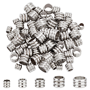 Elite 100Pcs 5 Style 202 Stainless Steel Beads, Grooved Column, Stainless Steel Color, 4~8x4~5mm, Hole: 3~6mm, 20pcs/style(STAS-PH0005-16)