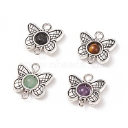 Tibetan Style Alloy Links Connector, with Natural Stone, Butterfly, 15.5x15.5x4.5mm, Hole: 1.5~2.5mm(PALLOY-JF01715-04)