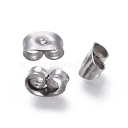 304 Stainless Steel Ear Nuts, Butterfly Earring Backs for Post Earrings, Stainless Steel Color, 6x4.5x3mm, Hole: 0.8mm(A-STAS-F203-04P)