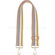 Adjustable Canvas Bag Handles, with Alloy Swivel Clasps, for Bag Straps Replacement Accessories, Stripe Pattern, Champagne Yellow, Gold, Yellow, 72~130x3.8x0.3cm, Alloy Swivel Clasps: 6x4.6x0.8cm(FIND-WH0053-49KCG-A)