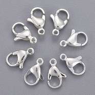 304 Stainless Steel Lobster Claw Clasps, Parrot Trigger Clasps, Silver Color Plated, 12x7x3.5mm, Hole: 1.4mm(STAS-E464-21E-S)
