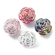 UV Plating Opeque Acrylic Beads, Iridescent, Flower, Mixed Color, 25x20.5mm, Hole: 2mm(MACR-K351-25)