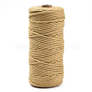Cotton String Threads, Macrame Cord, Decorative String Threads, for DIY Crafts, Gift Wrapping and Jewelry Making, Light Khaki, 3mm, about 109.36 Yards(100m)/Roll.(OCOR-T001-02-19)