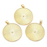 Rack Plating Brass Pendants, Long-Lasting Plated, Lead Free & Cadmium Free, Flat Round Charm, Real 18K Gold Plated, 30.5x27.5x1.5mm, Hole: 4x3.5mm(X-KK-A185-39G)