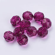 Transparent Acrylic Beads, Faceted, Round, Purple, 10x9.5mm, Hole: 1.8mm, about 990pcs/500g(TACR-Q257-10mm-V65)