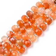 Natural Carnelian Beads Strands, with Seed Beads, Faceted, Rondelle, 8x6mm,Hole:1mm(G-N327-08M)