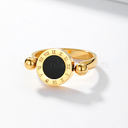 Roman Numerals Brass Finger Ring, Flat Round Signet Ring, Golden, Inner Diameter: 19mm(IJ4807-08)
