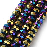 Electroplate Glass Beads Strands, Faceted, Rondelle, Multi-color Plated, 12x8mm, Hole: 1mm, about 72pcs/strand, 23 inch(GR8X12MMY-M)