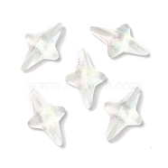 K9 Glass Cabochons, with Glitter Powder, Star, White, 9.8x6.1x2.7mm(GGLA-Z003-10B-001JW)