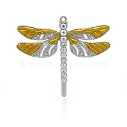 Alloy Enamel Dragonfly Big Pendants, with Crystal Rhinestone, Platinum, Gold, 57x64x5mm, Hole: 2mm(ENAM-L034-08P)