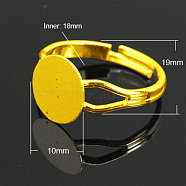 Brass Ring Components, Pad Ring Findings, Adjustable, Nickel Free, Golden, 18mm inner diameter, Tray: 10mm(X-KK-C3044-10mm-G-NF)