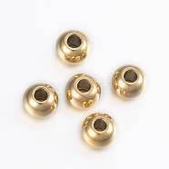 Ion Plating(IP) 304 Stainless Steel Beads, Round, Golden, 6x5mm, Hole: 2mm(STAS-H394-04G)