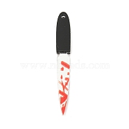 Halloween Themed Double-sided Printed Acrylic Pendants, Knife Shape, Black, 50x7x4mm, Hole: 1.6mm(OACR-L017-01G)