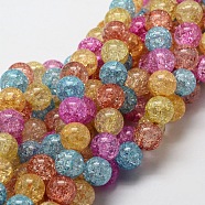 Crackle Glass Round Beads Strands, Colorful, 10mm, Hole: 1mm, about 40pcs/strand, 15 inch(CCG-E001-10mm-02)
