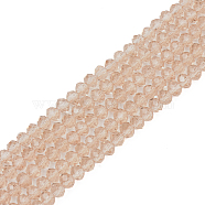 Glass Beads Strands, Faceted, Rondelle, Tan, 4x3mm, Hole: 0.4mm, about 123~127pcs/strand, 16.5~16.9 inch(42~43cm).(X-EGLA-A034-T4mm-D20)