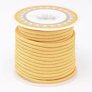 Braided Polyester Cords, Round, Gold, 3mm, about 8.74 yards(8m)/roll(OCOR-D005-11)