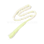 Natural Trochus Shell Oval Beads Strands, with Tassel, Light Goldenrod Yellow, 8.5~9x5~6x5~6mm, Hole: 0.8mm, about 35pcs/strand, 12.40''(31.5cm)(BSHE-S304-07A)