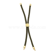 Twisted Nylon Cord Silder Bracelets, Link Bracelet Making for Connector Charm, with Long-Lasting Plated Golden Brass Cord End & Alloy Tree of Life, Dark Olive Green, 8-3/4~8-7/8 inch(22.2~22.6cm), Hole: 2mm(DIY-B066-03G-04)