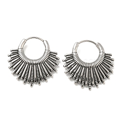 316 Surgical Stainless Steel Hoop Earrings, Fan, Antique Silver, 25x25mm(EJEW-D096-08F-AS)