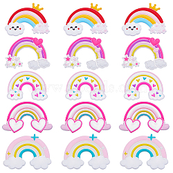 40Pcs 5 Styles Plastic Cabochons, Rainbow Shape, Mixed Color, 30~38x47~49x3~4mm, 8pcs/style(FIND-GF0005-40)