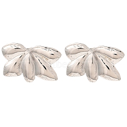 304 Stainless Steel Stud Earrings for Women, Leaf, Stainless Steel Color, 16.5x25.5mm(EJEW-E291-04P)