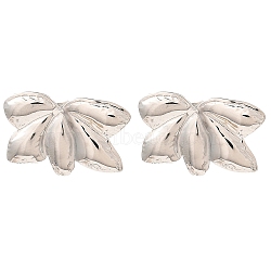 Non-Tarnish 304 Stainless Steel Stud Earrings for Women, Leaf, Stainless Steel Color, 16.5x25.5mm(EJEW-E291-04P)