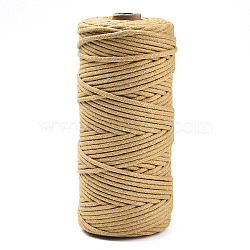 Cotton String Threads, Macrame Cord, Decorative String Threads, for DIY Crafts, Gift Wrapping and Jewelry Making, Light Khaki, 3mm, about 109.36 Yards(100m)/Roll.(OCOR-T001-02-19)