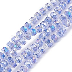 Transparent Electroplate Glass Beads Strands, Faceted, Rondelle, AB Color Plated, Royal Blue, 5.5x3.5~4mm, Hole: 1mm, about 100pcs/strand, 21.65~22.05 inch(55~56cm)(X-EGLA-F153-AB08)