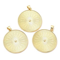 Rack Plating Brass Pendants, Long-Lasting Plated, Lead Free & Cadmium Free, Flat Round Charm, Real 18K Gold Plated, 30.5x27.5x1.5mm, Hole: 4x3.5mm(X-KK-A185-39G)