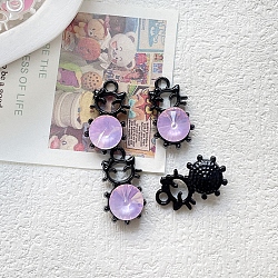 Alloy Rhinestone Pendant, Cute Cat Shaped Charms, Silver, Lilac, 10x8mm(PW-WG75307-03)