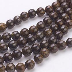 Natural Bronzite Beads Strands, Round, Coconut Brown, Size: about 8mm in diameter, hole: 1mm, 52pcs/strand, 15.7 inch(G-Q605-25)