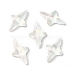 K9 Glass Cabochons, with Glitter Powder, Star, White, 9.8x6.1x2.7mm(GGLA-Z003-10B-001JW)