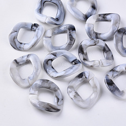 Two Tone Acrylic Linking Rings, For Curb Chains Making, Imitation Gemstone, Twist, Dark Gray, 40~41x33x11mm, Inner Diameter: 25x16~17mm, about 140pcs/500g(OACR-N007-02A)