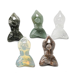 Natural & Synthetic Gemstone Carved Healing Yoga Goddess Figurines, Reiki Energy Stone Display Decorations, 47.5~49.5x27~29x19~20.5mm(DJEW-D012-06A)