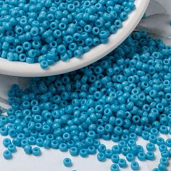 MIYUKI Round Rocailles Beads, Japanese Seed Beads, (RR413) Opaque Turquoise Blue, 8/0, 3mm, Hole: 1mm about 422~455pcs/bottle, 10g/bottle(SEED-JP0009-RR0413)