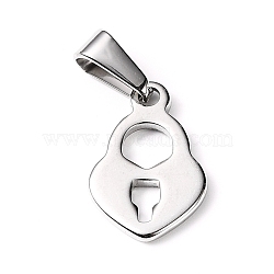 Tarnish Resistant 304 Stainless Steel Pendants, Heart Padlock, Stainless Steel Color, 18x12x2mm, Hole: 8x3mm(STAS-I127-053P)