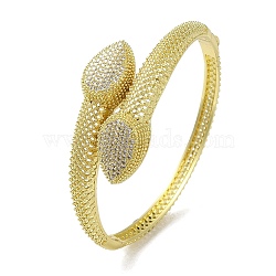 Brass Micro Pave Clear Cubic Zirconia Teardrop Hinged Bangle for Women, Real 18K Gold Plated, Inner Diameter: 2-1/8x2-3/8 inch(5.35x5.95cm)(BJEW-K246-04G)