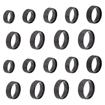 DICOSMETIC 18Pcs 9 Size 201 Stainless Steel Plain Band Ring for Men Women, Matte Gunmetal Color, Inner Diameter: US Size 4 1/2~14(15.2~23mm), 2Pcs/size
