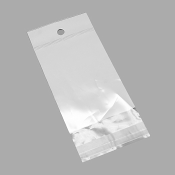 Pearl Film OPP Cellophane Bags, Self-Adhesive Sealing, with Hang Hole, Rectangle, White, 13.5x7cm, Unilateral thickness: 0.035mm, Inner measure: 9x7cm, Hole: 6mm