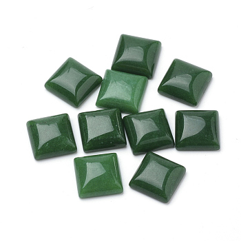 Natural White Jade Cabochons, Dyed, Square, Dark Green, 12x12x5mm