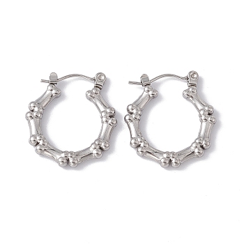 304 Stainless Steel Dog Bone Wrap Hoop Earrings for Women, Stainless Steel Color, 23x21x3mm, Pin: 0.6mm