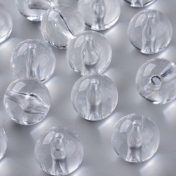 Transparent Acrylic Beads, Round, Clear, 20x19mm, Hole: 3mm