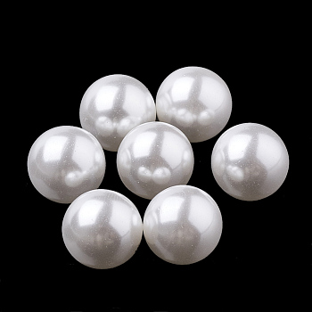 Eco-Friendly Plastic Imitation Pearl Beads, High Luster, Grade A, No Hole Beads, Round, White, 4mm