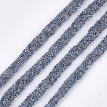 Soft Faux Mink Fur Cords, Nylon Cord, Slate Gray, 9~10mm, about 110yards/bundle