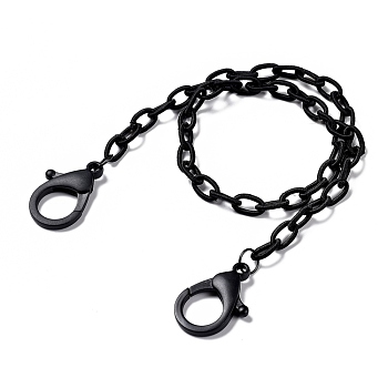 Personalized Nylon Cable Chain Necklaces, Eyeglass Chains, Handbag Chains, with Plastic Lobster Claw Clasps, Black, 19.68 inch(50cm)